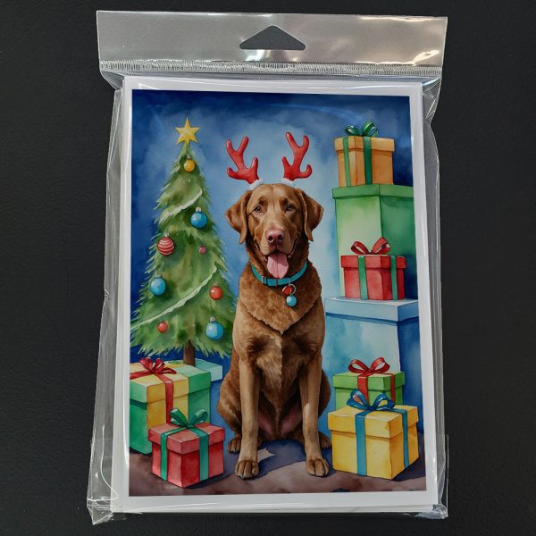 Chesapeake Bay Retriever Christmas Reindeer Greeting Cards Pack of 8 Hot on Sale - Image 3