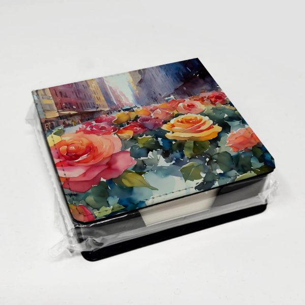 New York Roses in Watercolor PU Leather Note Paper Holder Cheap - Image 4