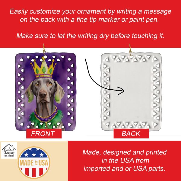 Weimaraner King of Mardi Gras Porcelain Ornament Online Sale - Image 3