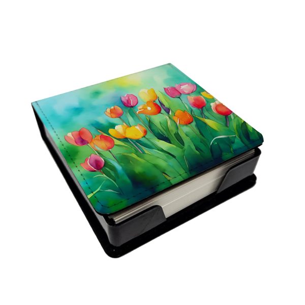 Tulips in Watercolor PU Leather Note Paper Holder Hot on Sale
