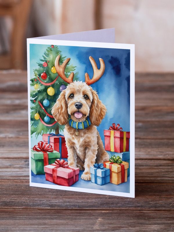 Cockapoo Christmas Reindeer Greeting Cards Pack of 8 Online Sale - Image 2