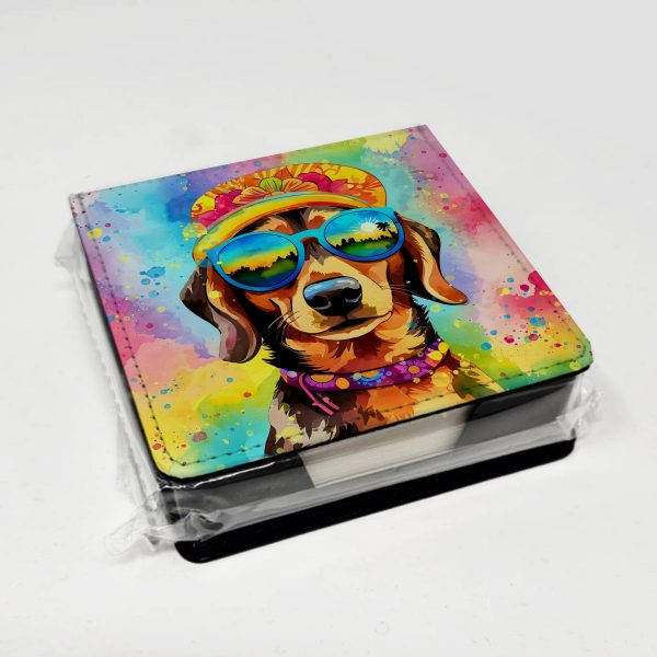 Dachshund Hippie Dawg PU Leather Note Paper Holder Supply - Image 4