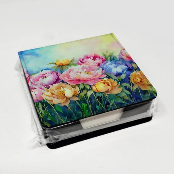 Peonies in Watercolor PU Leather Note Paper Holder Online - Image 4