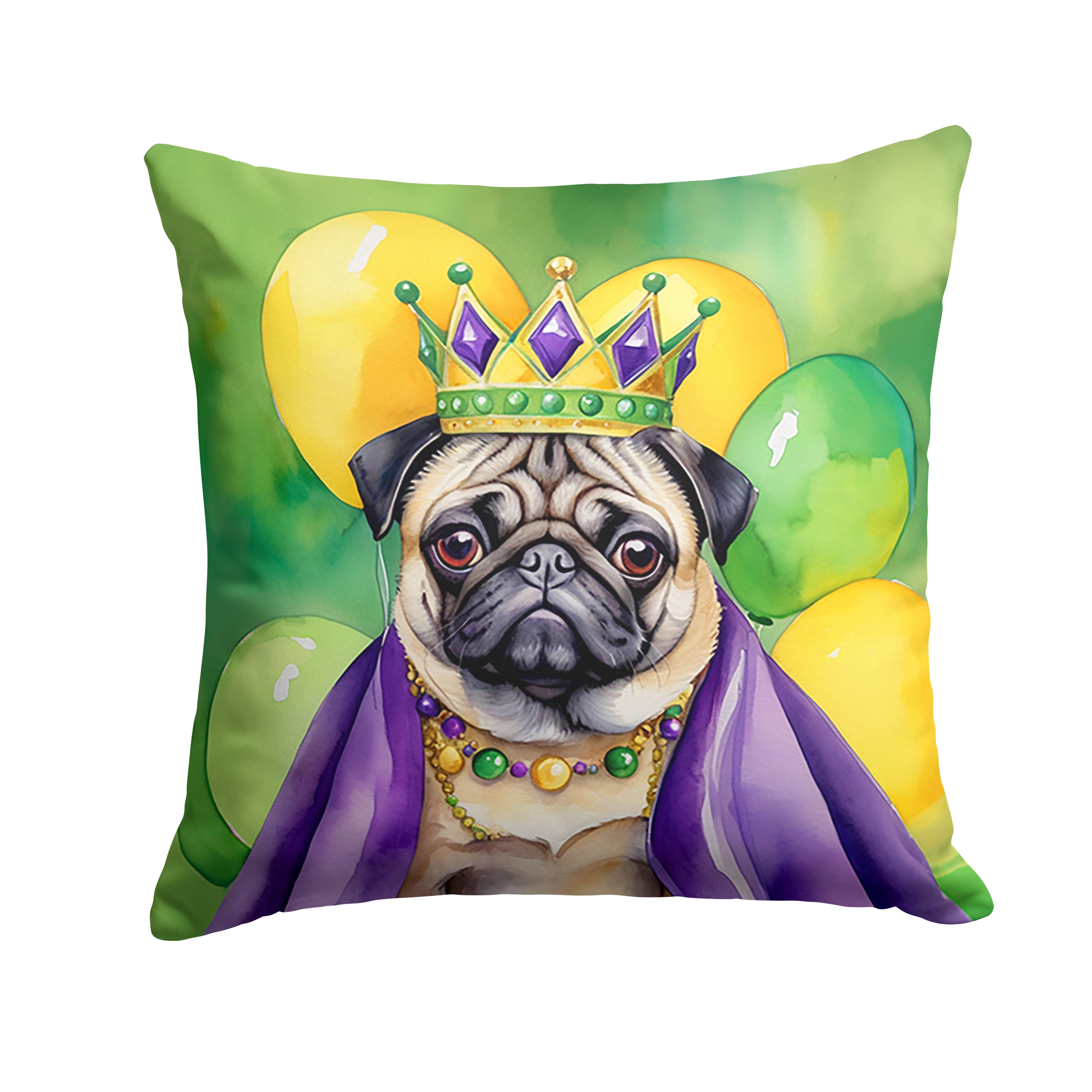 Pug King of Mardi Gras Throw Pillow Online Hot Sale