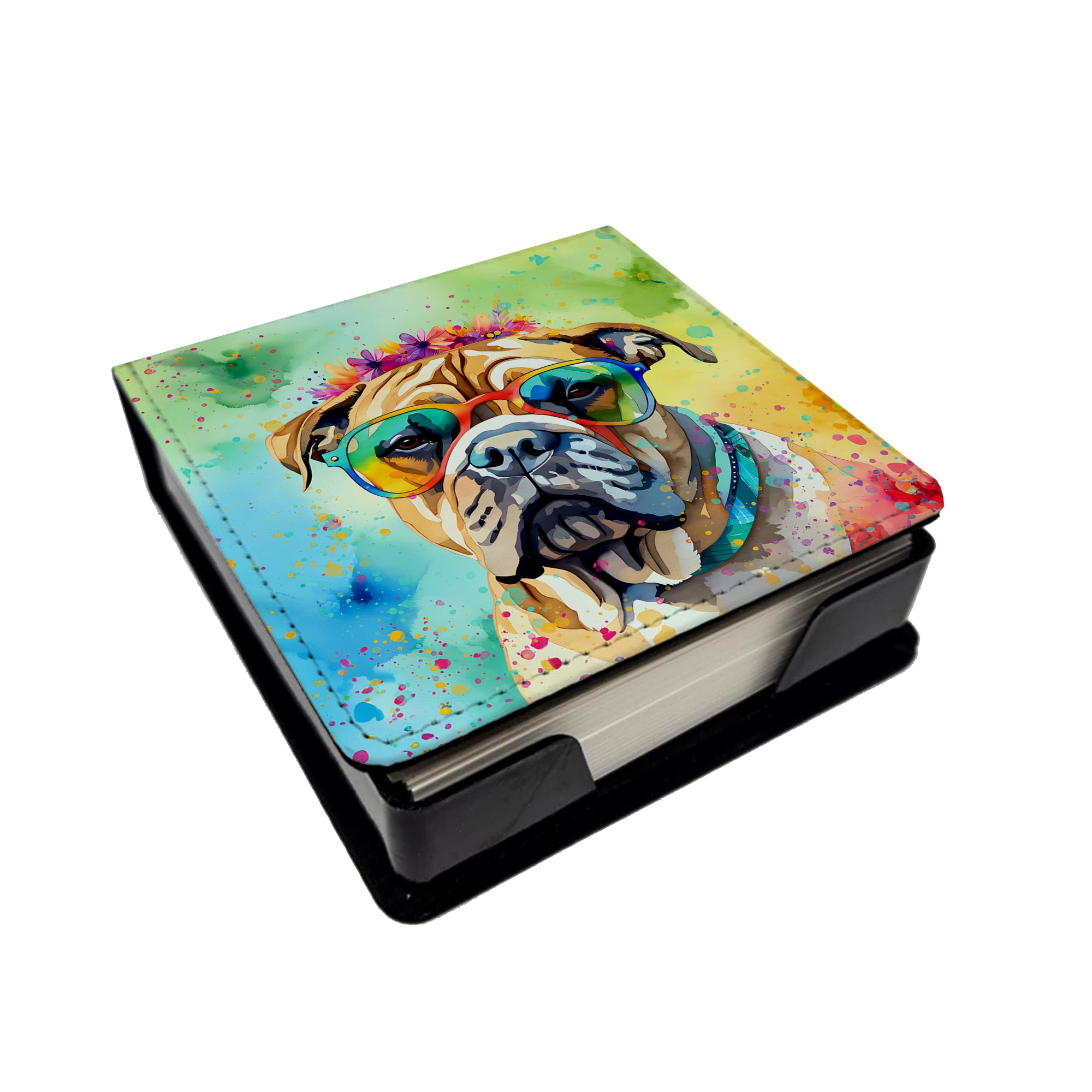 Bullmastiff Hippie Dawg PU Leather Note Paper Holder Cheap