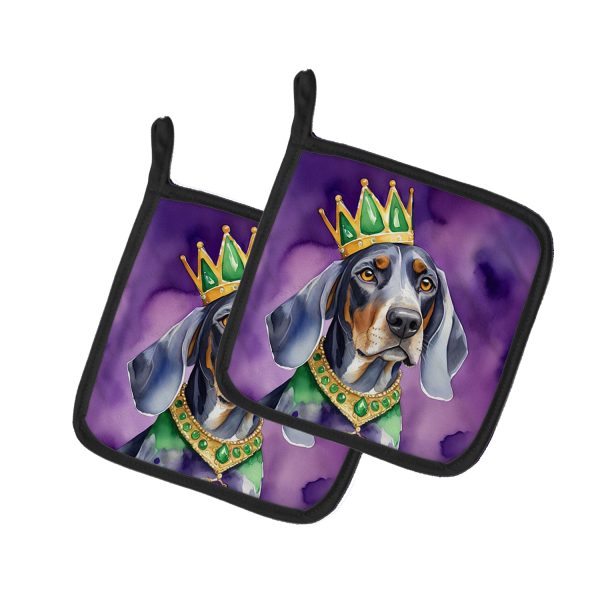 Bluetick Coonhound King of Mardi Gras Pair of Pot Holders Online