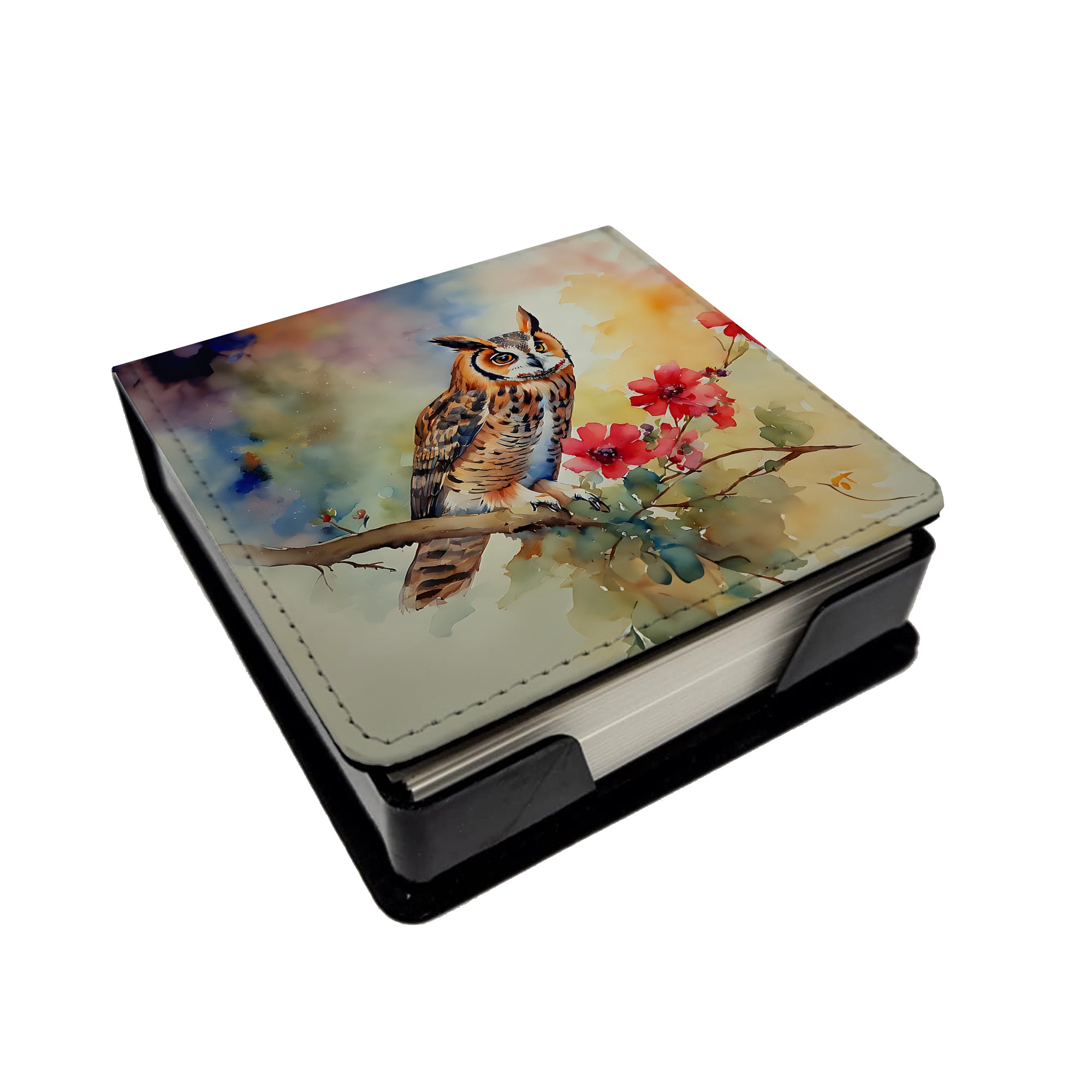 Long-Eared Owl PU Leather Note Paper Holder Hot on Sale