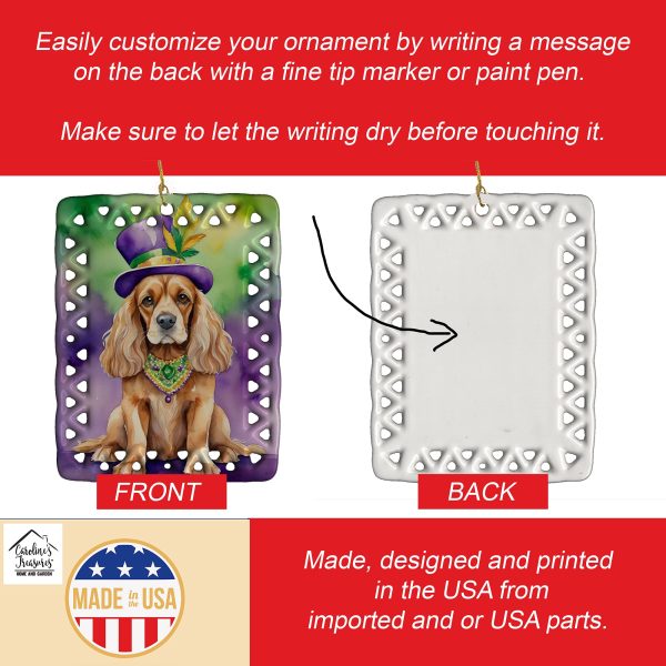 Cocker Spaniel King of Mardi Gras Porcelain Ornament on Sale - Image 3