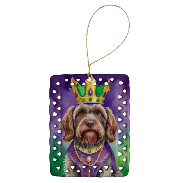 Wirehaired Pointing Griffon King of Mardi Gras Porcelain Ornament Discount