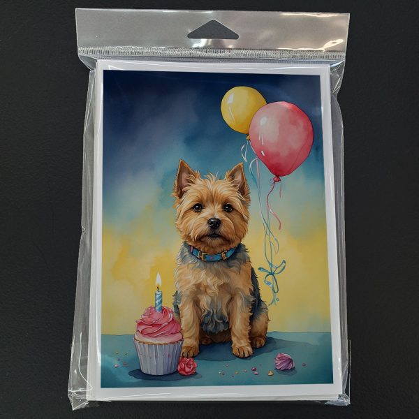Norwich Terrier Happy Birthday Greeting Cards Pack of 8 For Sale - Image 3