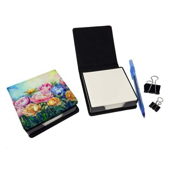 Peonies in Watercolor PU Leather Note Paper Holder Online - Image 2
