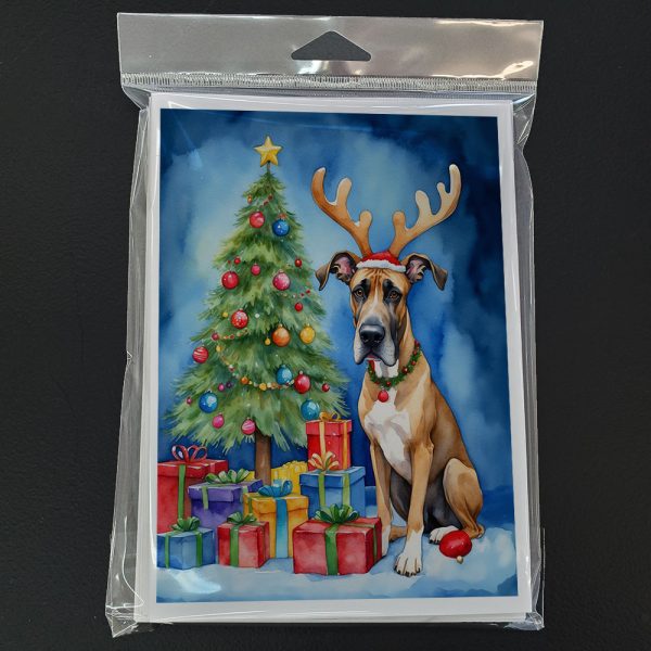 Great Dane Christmas Reindeer Greeting Cards Pack of 8 Online now - Image 3