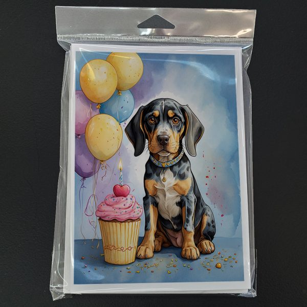 Bluetick Coonhound Happy Birthday Greeting Cards Pack of 8 Online now - Image 3