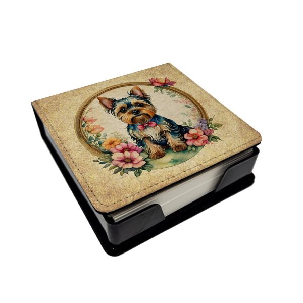 Yorkshire Terrier and Flowers PU Leather Note Paper Holder Cheap