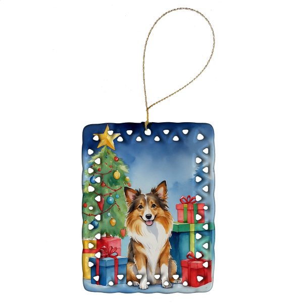 Sheltie Christmas Reindeer Porcelain Ornament For Discount
