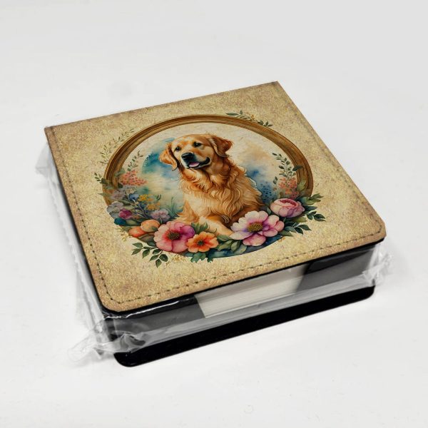 Golden Retriever and Flowers PU Leather Note Paper Holder Fashion - Image 4