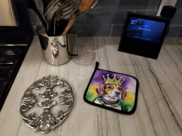 Beagle King of Mardi Gras Pair of Pot Holders on Sale - Image 3