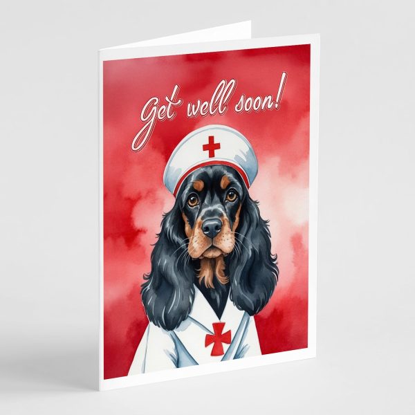 Black and Tan Cocker Spaniel Get Well Soon Greeting Cards Pack of 8 Sale