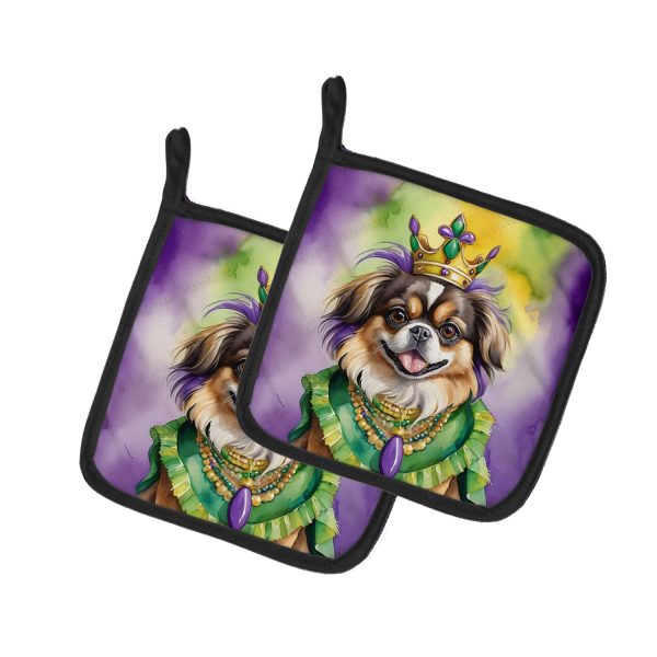 Tibetan Spaniel King of Mardi Gras Pair of Pot Holders Supply