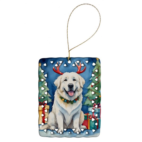 Great Pyrenees Christmas Reindeer Porcelain Ornament For Discount