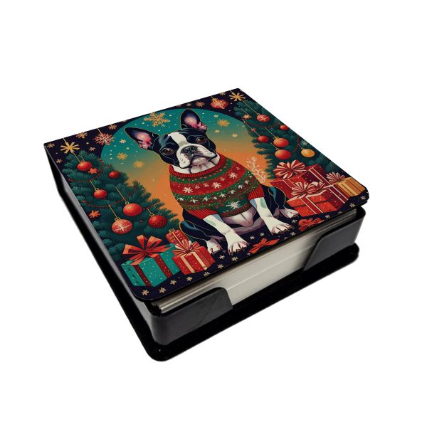 Boston Terrier Christmas PU Leather Note Paper Holder Cheap