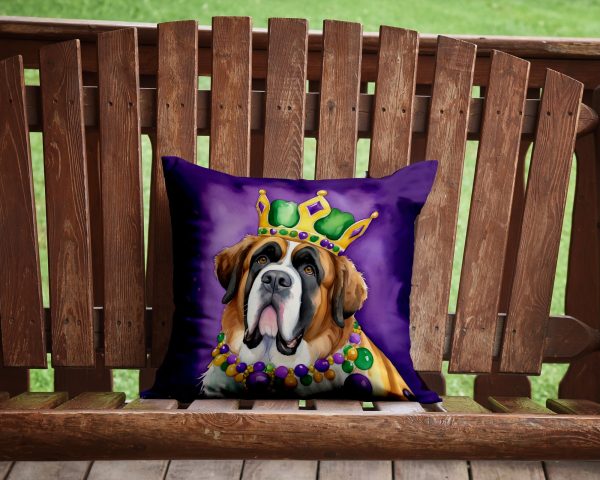 Saint Bernard King of Mardi Gras Throw Pillow For Sale - Image 2