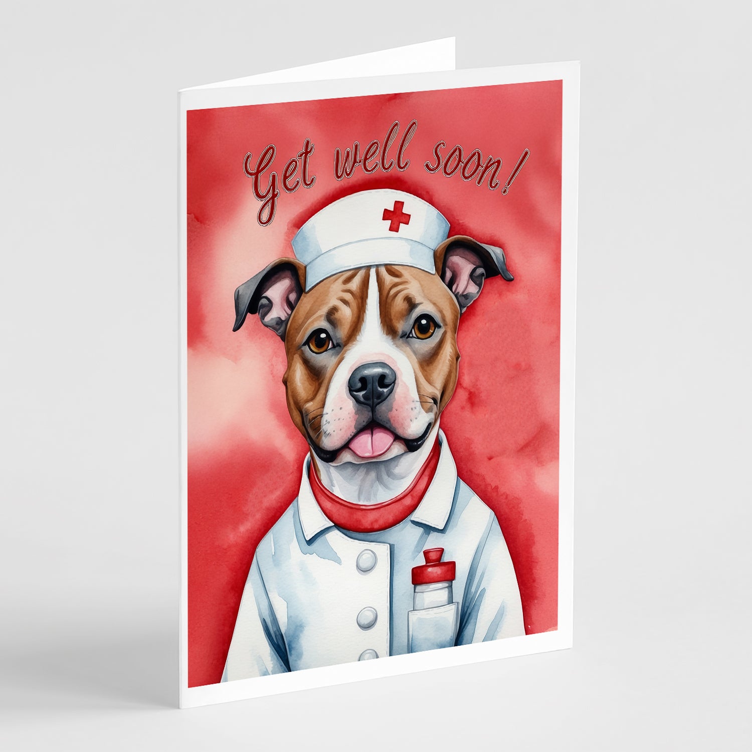 Staffordshire Bull Terrier Get Well Soon Greeting Cards Pack of 8 Hot on Sale