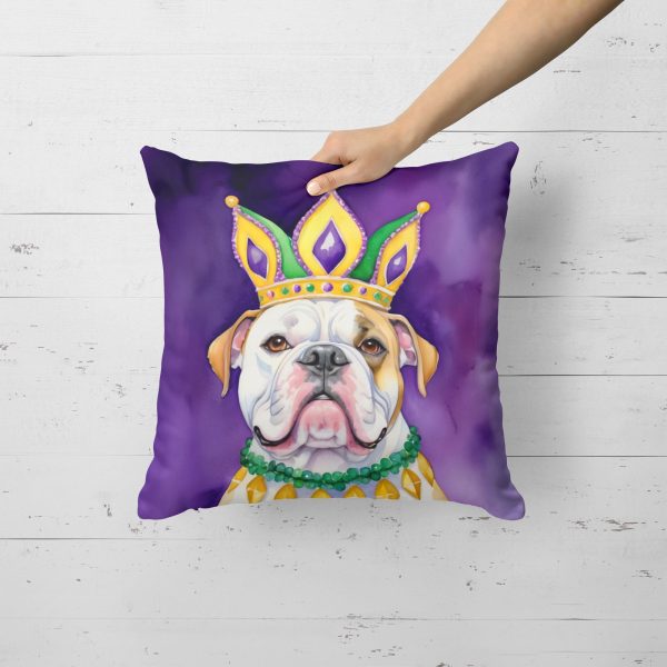 American Bulldog King of Mardi Gras Throw Pillow For Cheap - Image 2