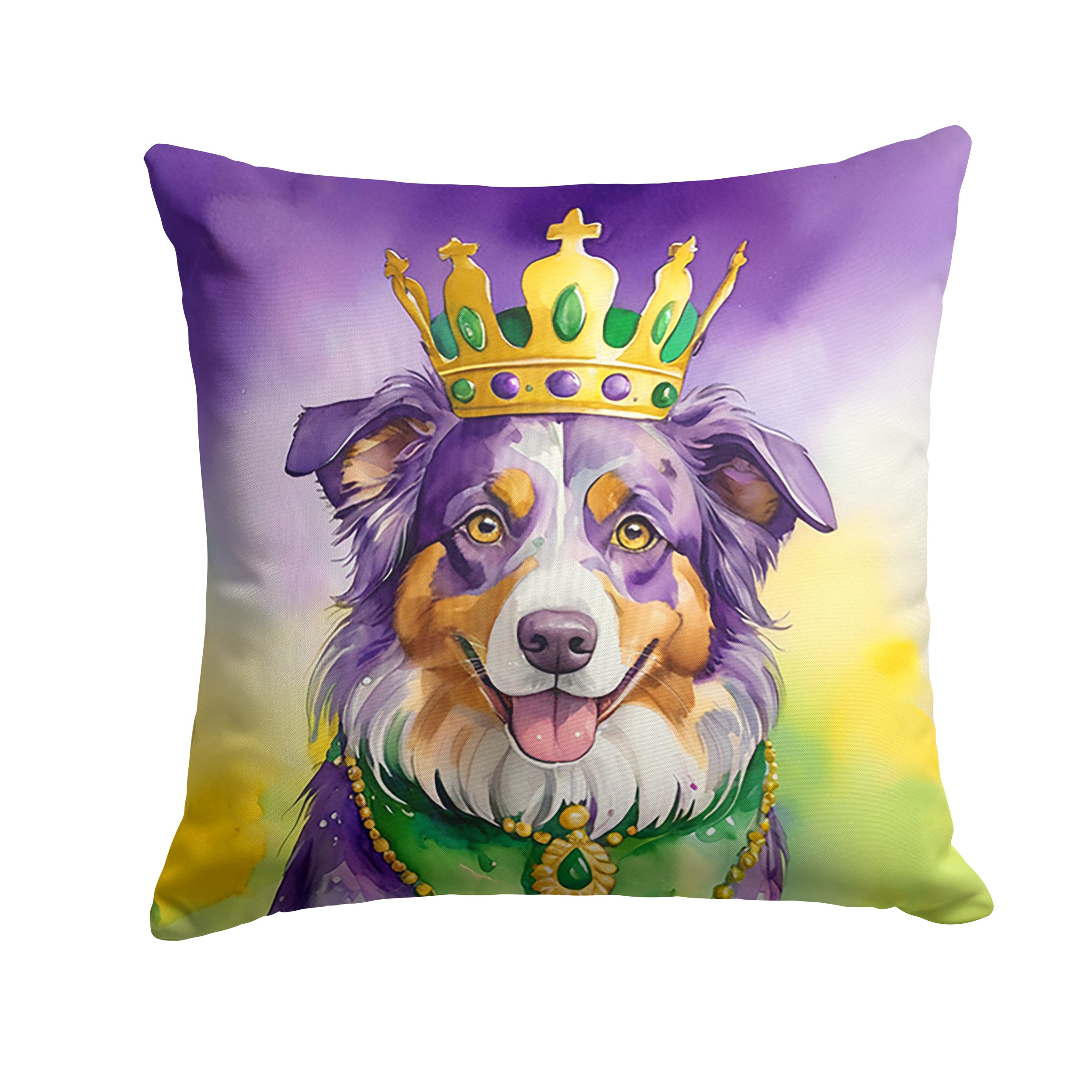 Australian Shepherd King of Mardi Gras Throw Pillow Online now