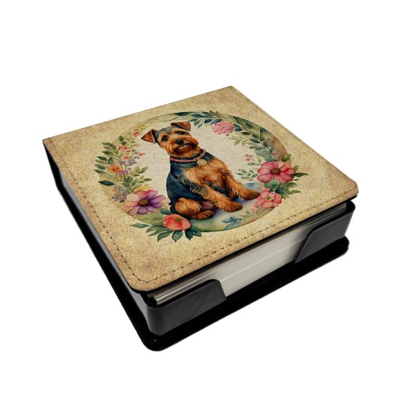Welsh Terrier and Flowers PU Leather Note Paper Holder For Cheap