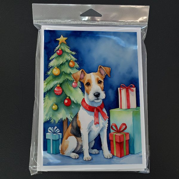 Fox Terrier Christmas Reindeer Greeting Cards Pack of 8 Cheap - Image 3