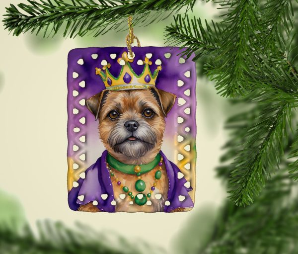 Border Terrier King of Mardi Gras Porcelain Ornament on Sale - Image 2
