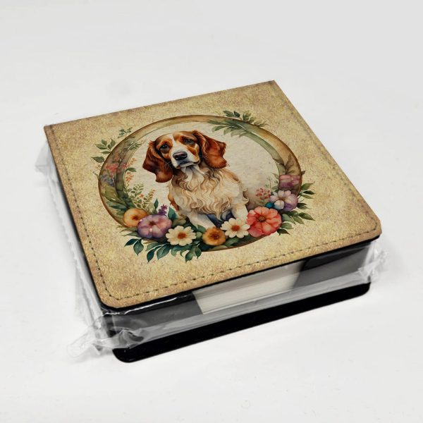 Brittany Spaniel and Flowers PU Leather Note Paper Holder Discount - Image 4
