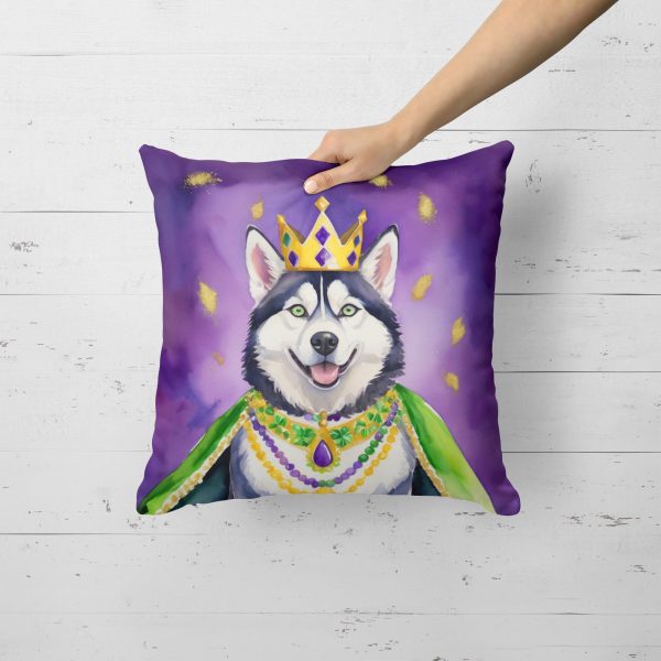 Siberian Husky King of Mardi Gras Throw Pillow Sale - Image 2