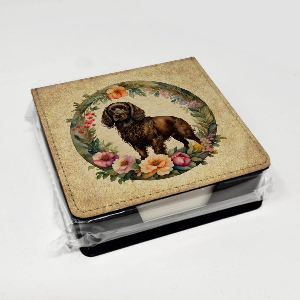 Boykin Spaniel and Flowers PU Leather Note Paper Holder Online now - Image 4