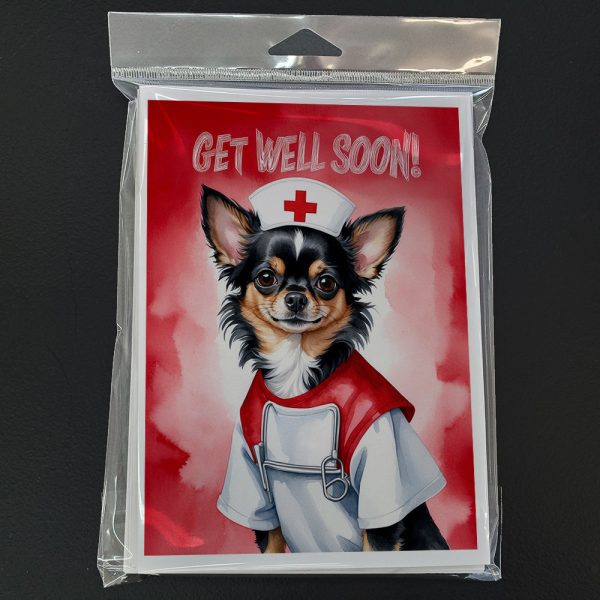 Black and Tan Longhair Chihuahua Get Well Soon Greeting Cards Pack of 8 Supply - Image 3