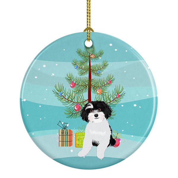 Shih-Tzu Black and White #1 Christmas Ceramic Ornament Discount