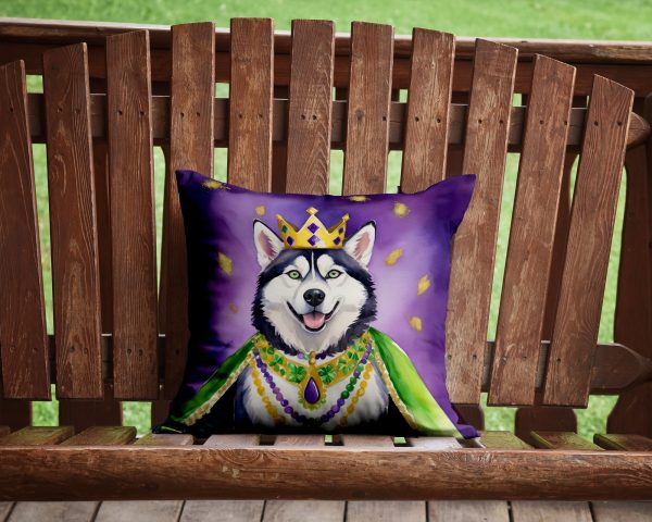 Siberian Husky King of Mardi Gras Throw Pillow Hot on Sale - Image 2