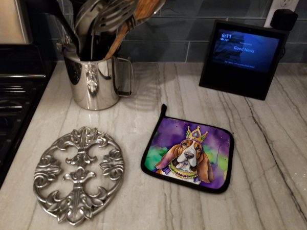 Basset Hound King of Mardi Gras Pair of Pot Holders Online Sale - Image 3