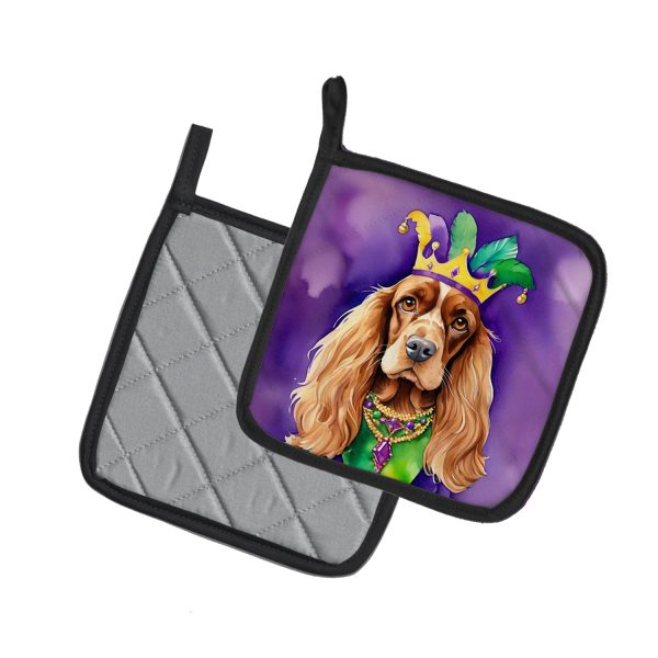 English Cocker Spaniel King of Mardi Gras Pair of Pot Holders Supply - Image 2