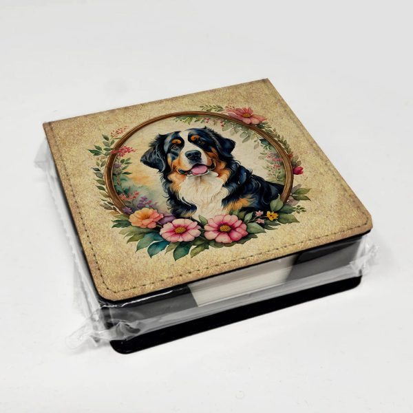 Bernese Mountain Dog and Flowers PU Leather Note Paper Holder Online Sale - Image 4