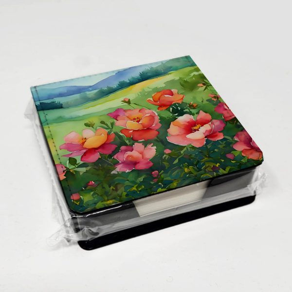 Iowa Wild Prairie Roses in Watercolor PU Leather Note Paper Holder Sale - Image 4
