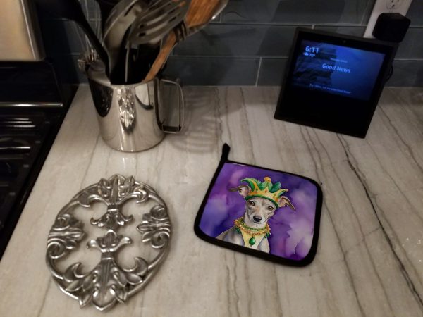 Whippet King of Mardi Gras Pair of Pot Holders on Sale - Image 3