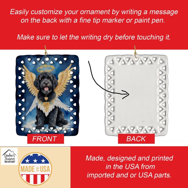 Portuguese Water Dog My Angel Porcelain Ornament Online now - Image 3