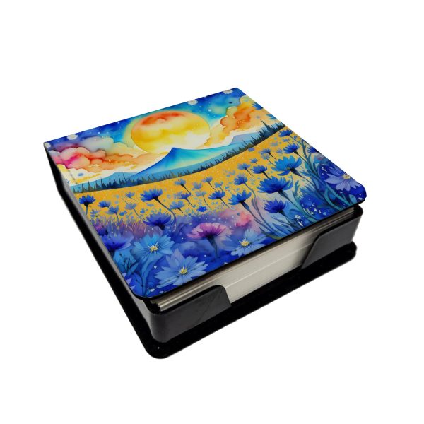 Blue Cornflowers in Color PU Leather Note Paper Holder Cheap