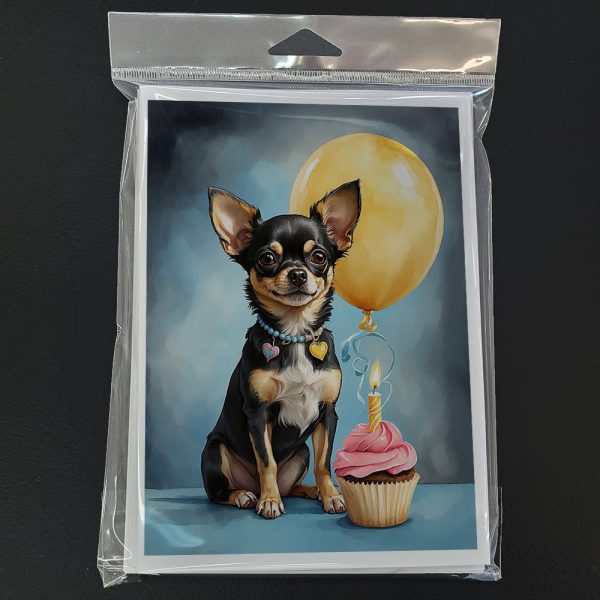 Black and Tan Chihuahua Happy Birthday Greeting Cards Pack of 8 Online Hot Sale - Image 3
