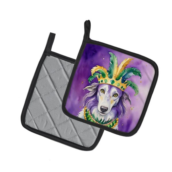 Borzoi King of Mardi Gras Pair of Pot Holders Online - Image 2