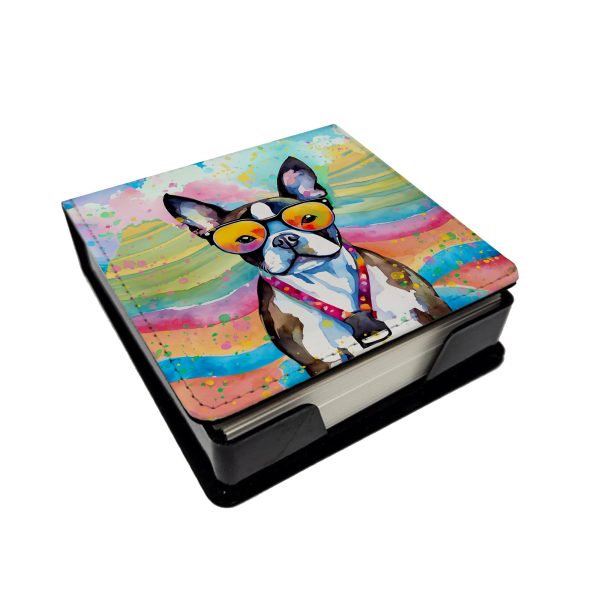 Boston Terrier Hippie Dawg PU Leather Note Paper Holder Online Sale