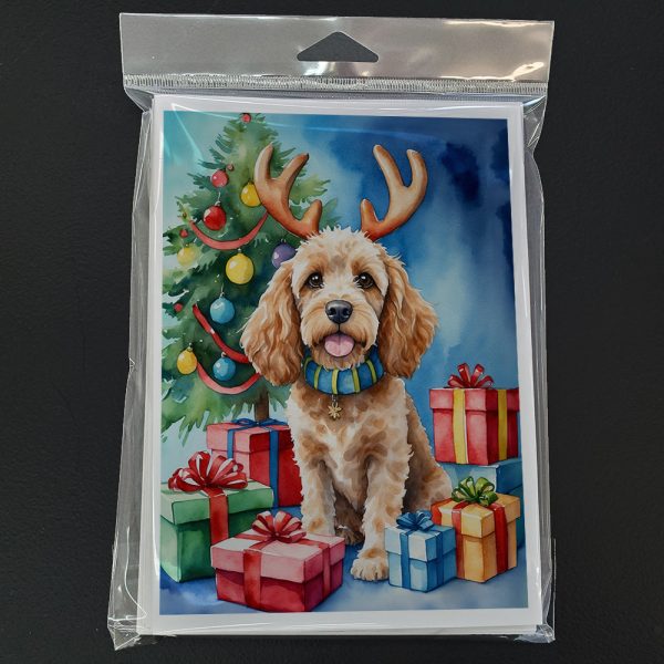 Cockapoo Christmas Reindeer Greeting Cards Pack of 8 Online Sale - Image 3