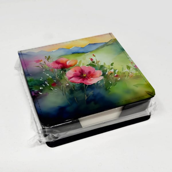 North Dakota Wild Prairie Roses in Watercolor PU Leather Note Paper Holder Fashion - Image 4